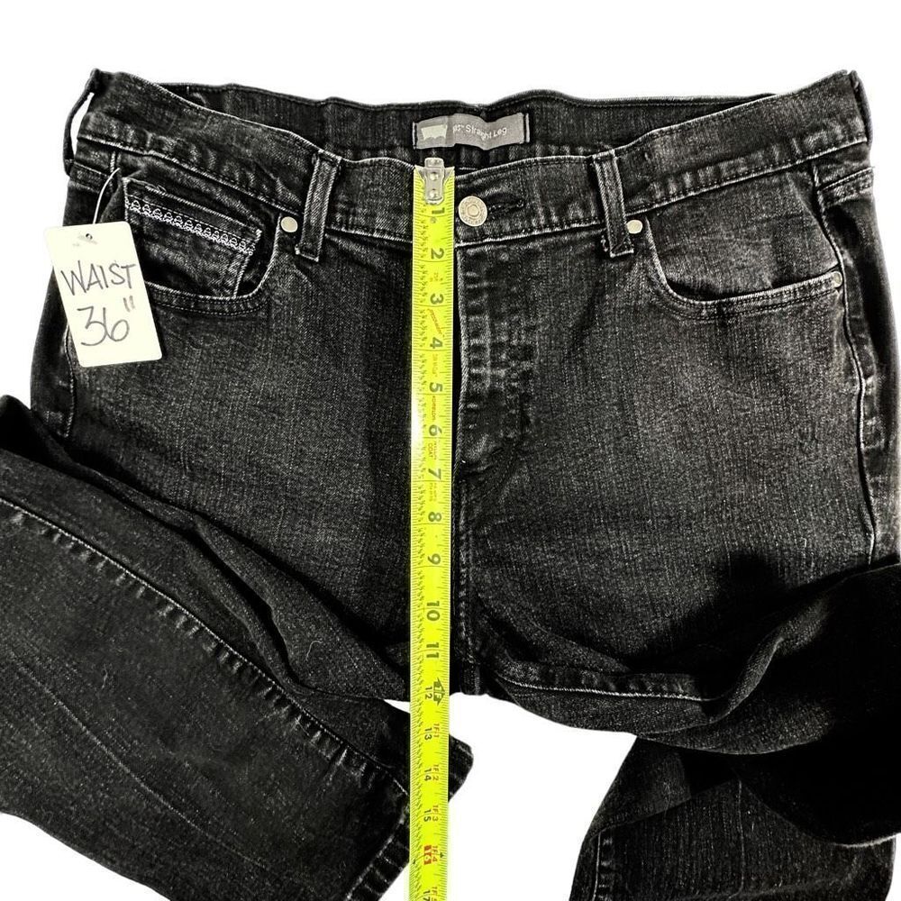 Levi’s 505 Straight Leg Contrast Stitched Black Denim Jeans Women’s Size 16M 33x - Picture 5 of 9